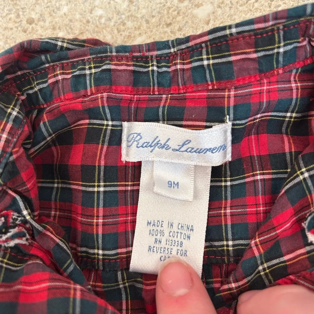 Ralph Lauren‎ Baby Red Plaid Jumpsuit Long Sleeve Size 9 Months